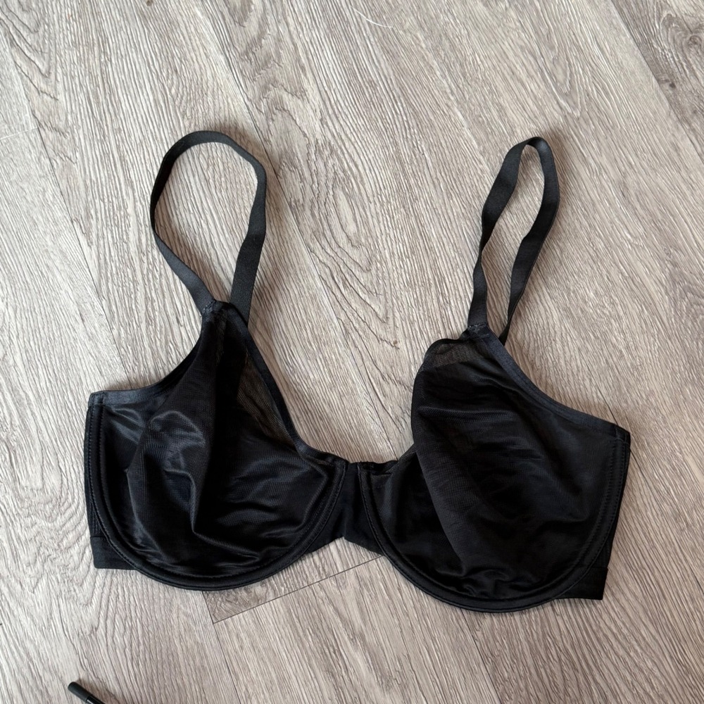 Soma Unbelievable Lift Perfect Coverage Bra 34G‎ Black Sheer Mesh Geometric